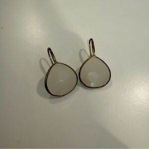 Elegant Gold and White Teardrop Earrings